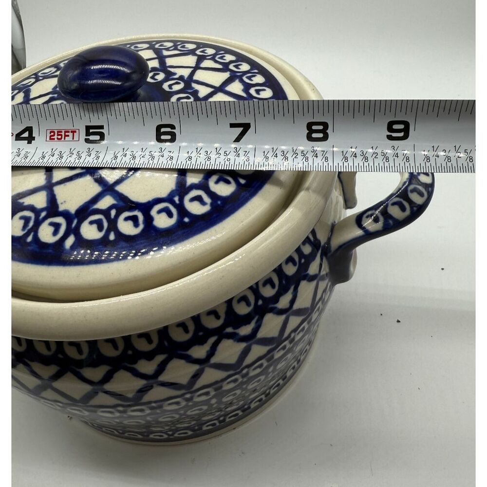 Polish Stoneware Boleslawiec 7” Canister Cookie Jar With Lid T4 Handmade Poland - Picture 7 of 7
